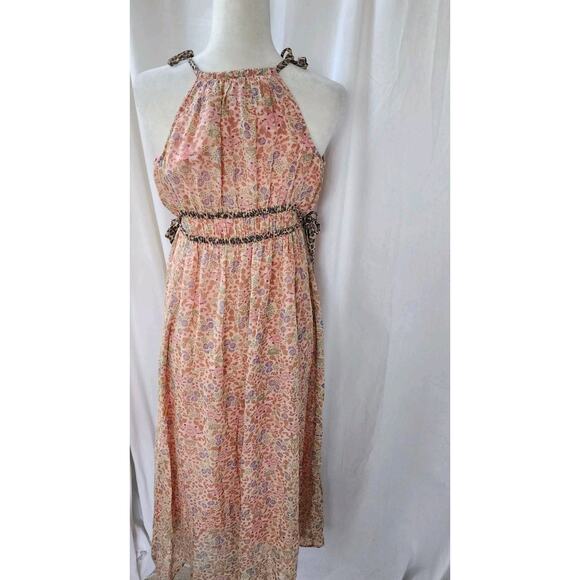 ANTHROPOLOGIE Maeve Clementina Halter Boho Maxi Dress Women's Petite S pink - Picture 7 of 8